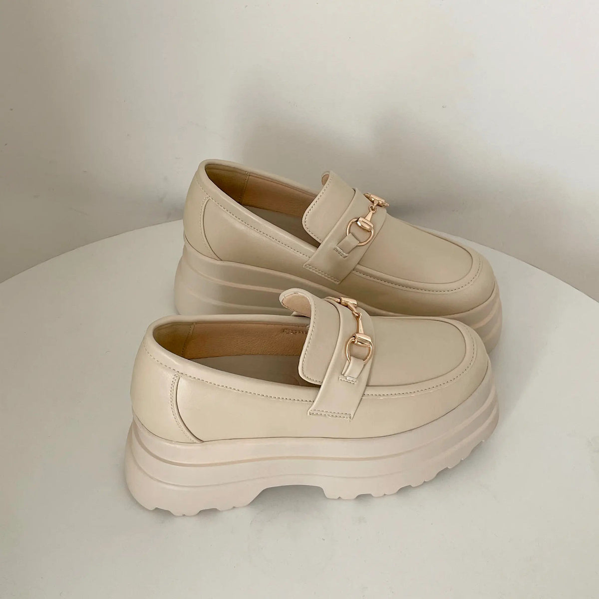 Shoes in Closet +8.5cm 軽量 厚底 トリプルソール ボリューム ビット ローファー 6319 アイボリー SIC-6319_IV/PU