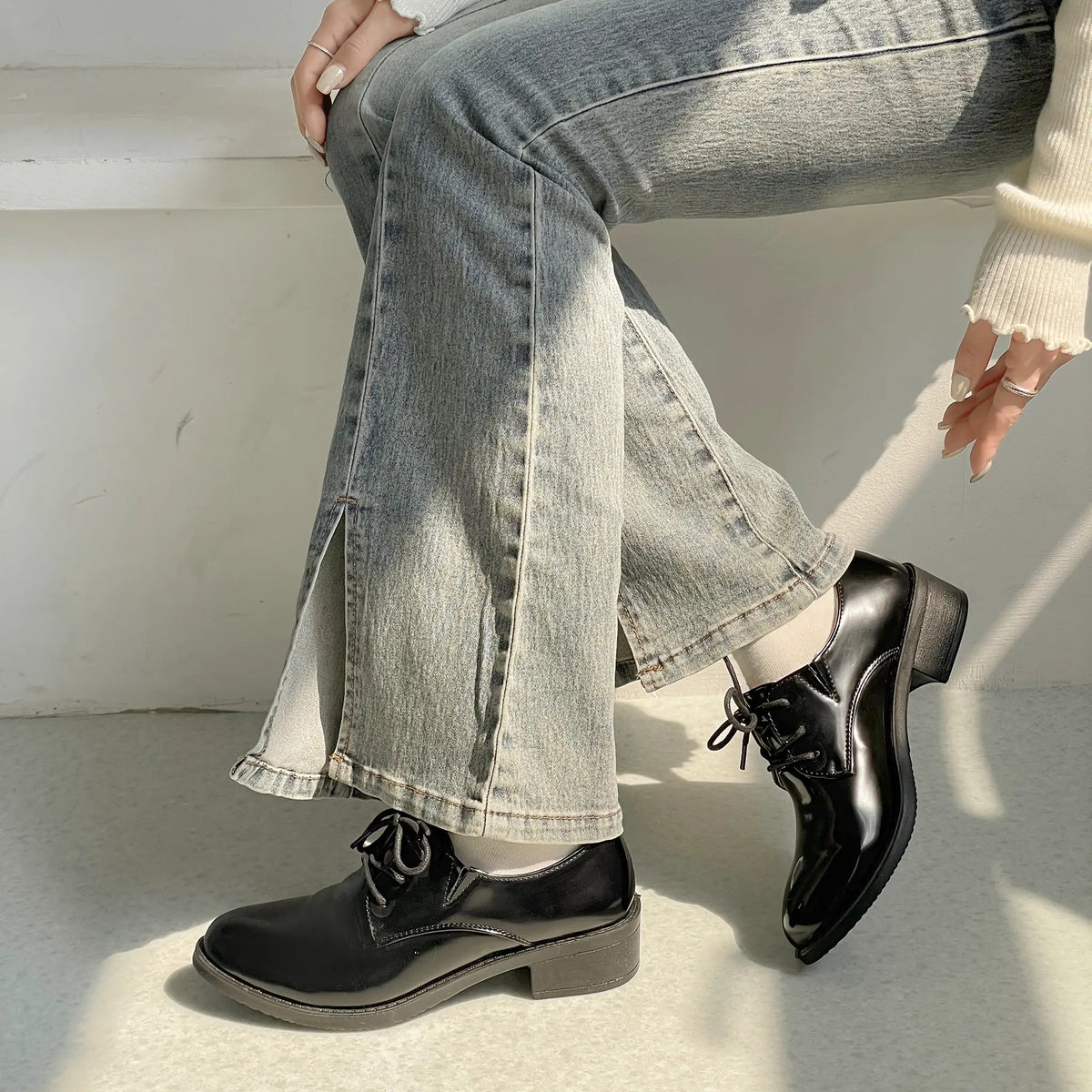 Shoes in Closet 超軽量 マニッシュ オックスフォード シューズ 7633 ブラック/エナメル SIC-7633_BLK/E