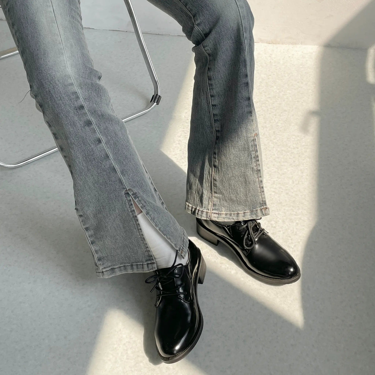 Shoes in Closet 超軽量 マニッシュ オックスフォード シューズ 7633 ブラック/エナメル SIC-7633_BLK/E