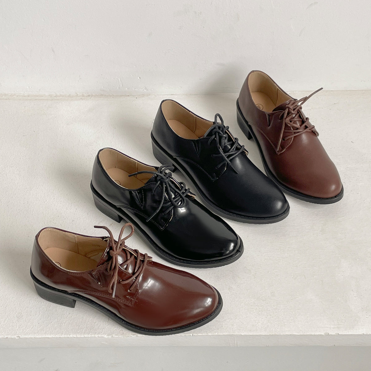 【SALE】 Shoes in Closet 超軽量 マニッシュ オックスフォード シューズ 7633 ブラック/エナメル SIC-7633_BLK/E