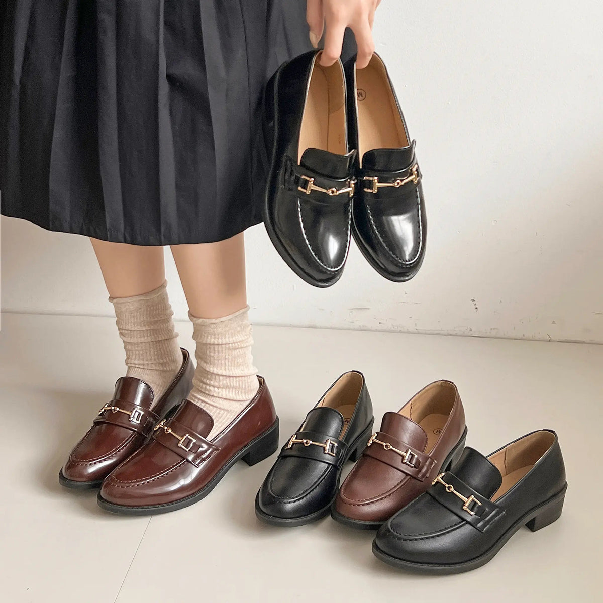 Shoes in Closet 超軽量 マニッシュ ビット ローファー 7636/6436 ブラック/エナメル SIC-7636_BLK/E-A