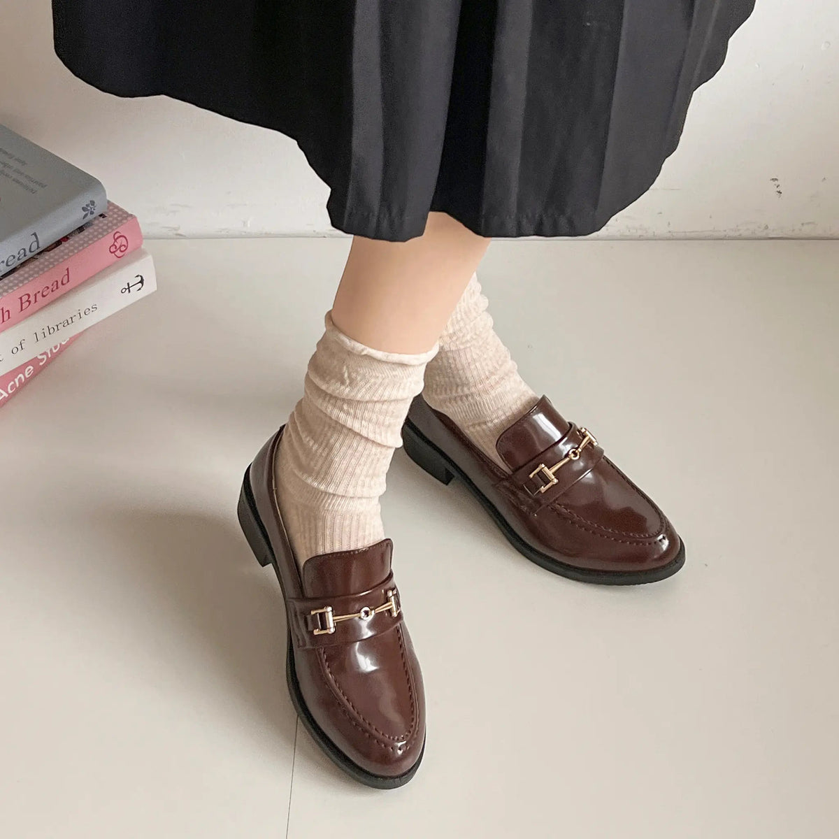 Shoes in Closet 超軽量 マニッシュ ビット ローファー 7636/6436 ダークブラウン/エナメル SIC-7636_D.BR/E-A
