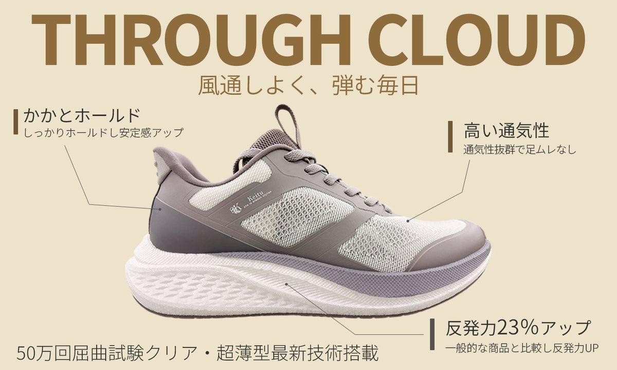 KEITU 高反発ソール ハンズフリー ステップイン THROUGH-CLOUD  スニーカー  レディース メンズ ユニセックス ブラック 【K2-10000 BL】